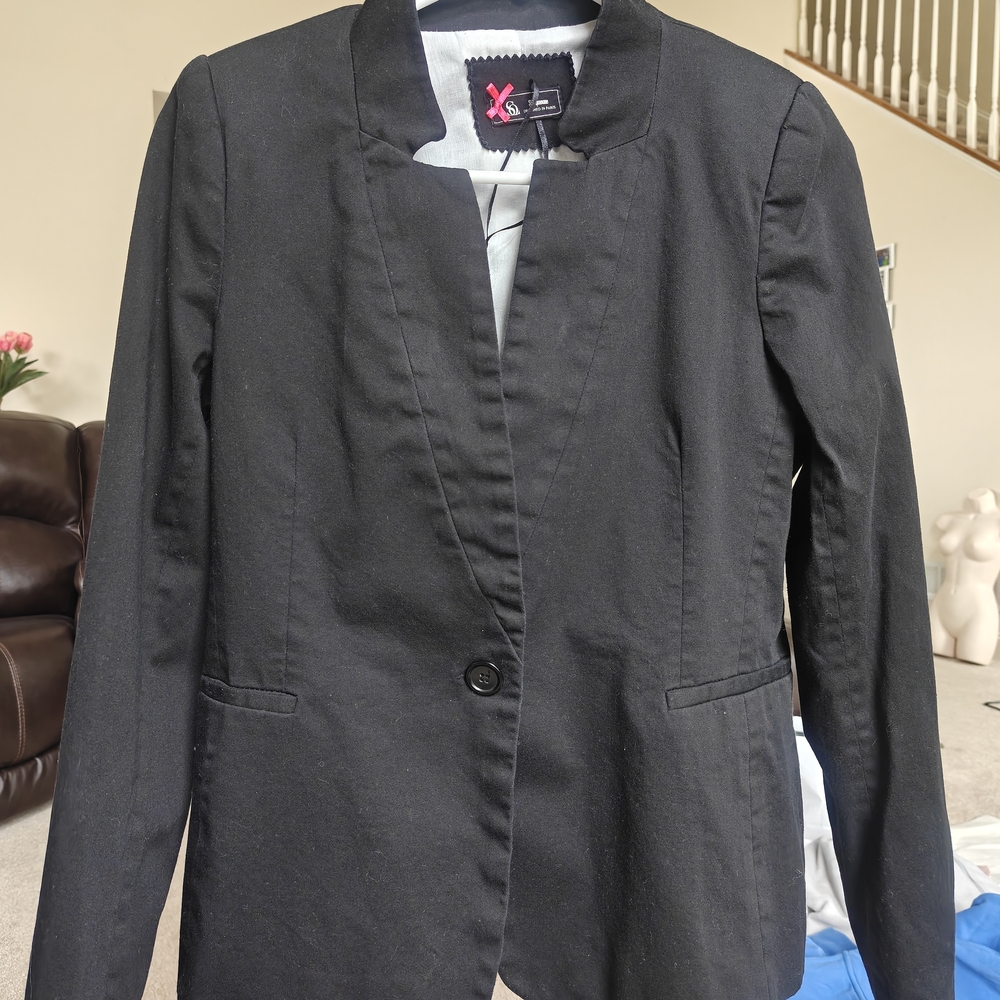 & Other Stories Black Collarless Single-Button Blazer